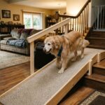dog walk on a multilevel platform steep