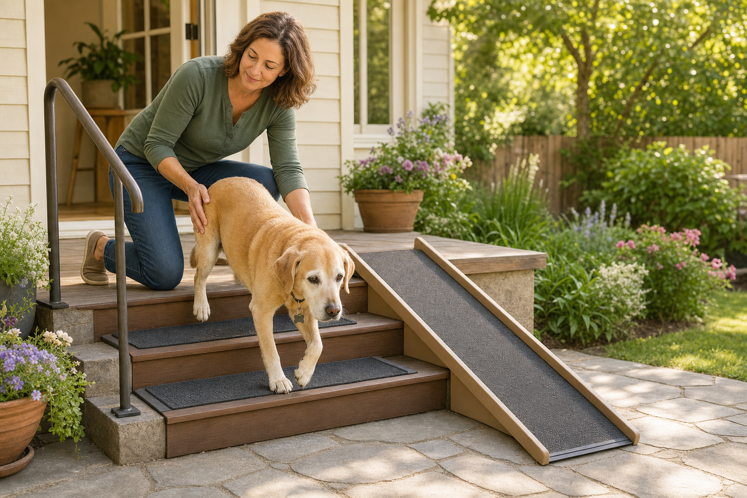 outdoor_steps_yard_access_senior_dog