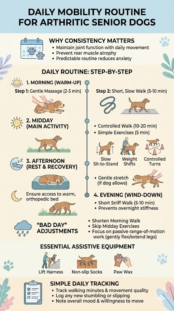 Daily Mobility Routine for Arthritic Senior Dogs
